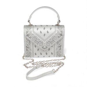 BNWT Paisley Bandana Printed Convertible Top Handle Crossbody Swing Bag - Silver